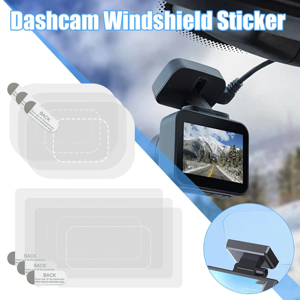 6-Pack Dash Cam Windshield Electrostatic Stickers – Clear PET Film Dash Cam Mount Sticker Babs