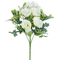 Silk Rose Hydrangea Artificial Flower Bouquet – Wedding & Home Artificial Flower Bouquet Babs WHITE 1 pc