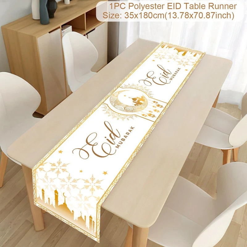Ramadan Eid Mubarak Table Runner – Festive Polyester Tablecloth Festive Table Runner Babs