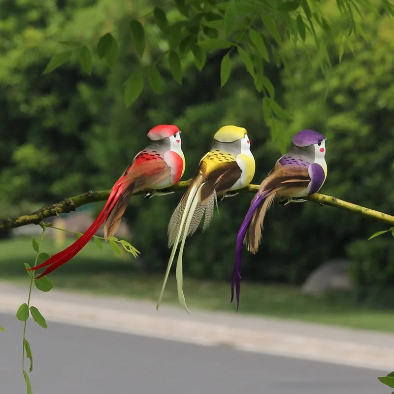 Decorative Simulation Feather Birds for Garden & Crafts – 6pcs Garden Decorative Birds Babs