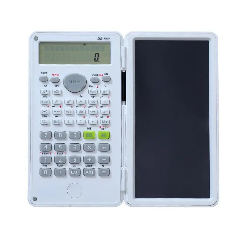 HUXUAN 2-in-1 Scientific Calculator & LCD Writing Tablet Scientific Calculator Babs White