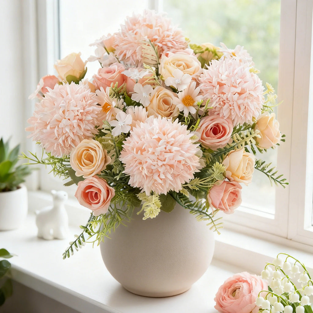 Silk Rose & Chrysanthemum Artificial Bouquet – Wedding & Home Décor Artificial Silk Bouquet Babs