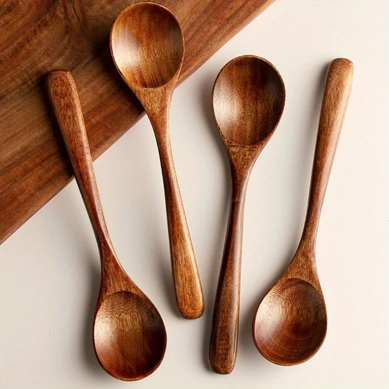 Japanese Wooden Spoons – Soup, Dessert, Honey & Coffee Stirrer Wooden Spoon Set Babs