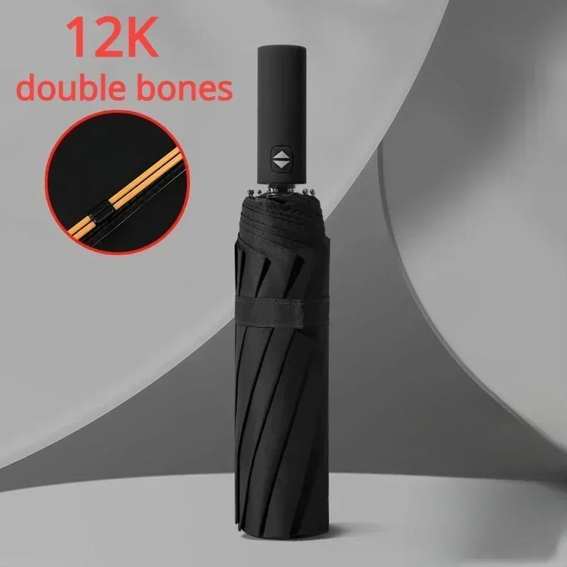 16K Double-Bone Windproof Folding Umbrella – UV Sun & Rain Folding Umbrella Babs black-24bones 24K Iron