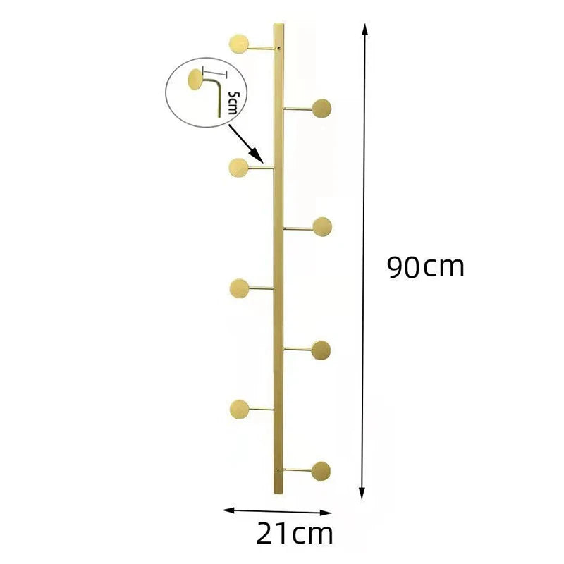 Nordic Luxury Wall Coat Rack – 6-Hook Modern Metal Hanger Wall Coat Rack Babs Gold 8 Hooks