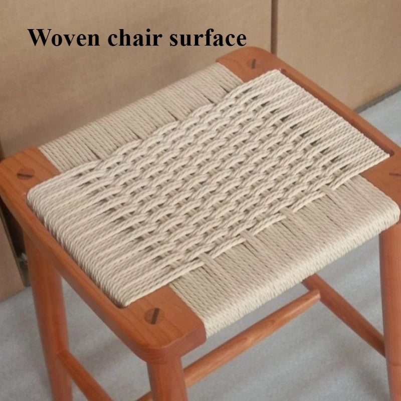 Handmade Cherry Wood Woven Stool – Modern Minimalist Furniture Woven Wood Stool Babs