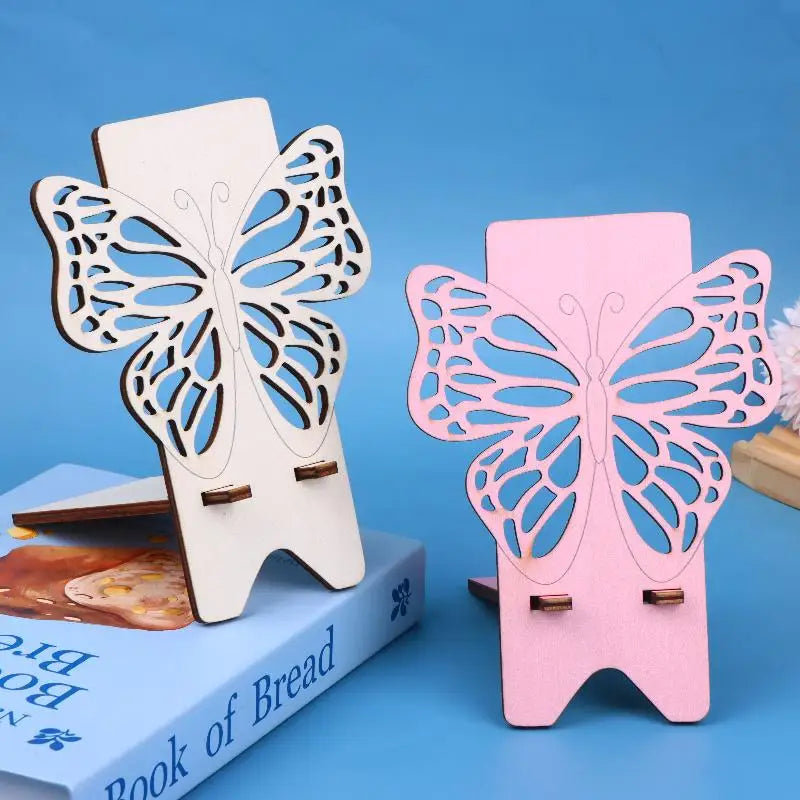 Wooden Butterfly Phone Stand | Cute Hollow Desktop Holder Phone Stand Babs