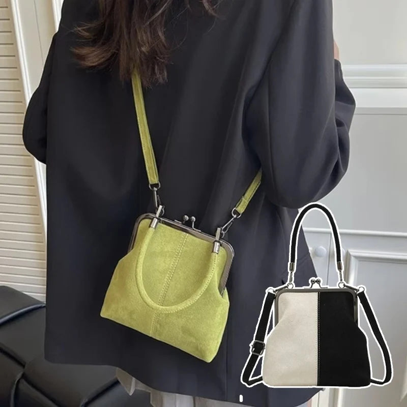 Vintage Kiss-Lock PU Leather Crossbody Handbag for Women Crossbody Handbag Babs