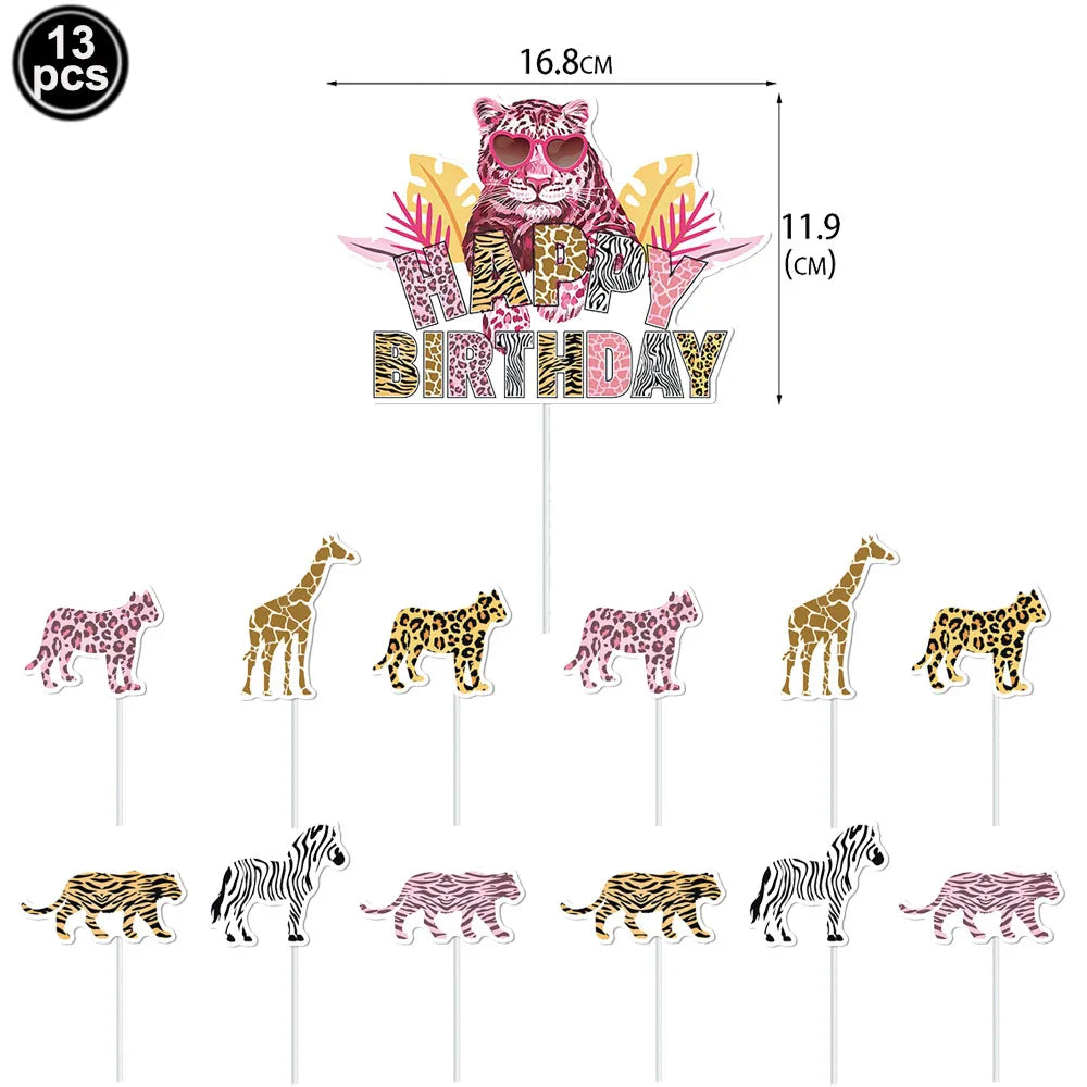 Pink Leopard Print 18th Birthday Party Decor – Balloons & Banner Party Decoration Set Babs Dark Khaki as show
