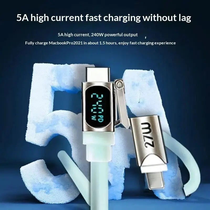 240W USB-C Fast Charging Cable 4-in-1 with LED Display | HUXUAN USB Charging Cable Babs