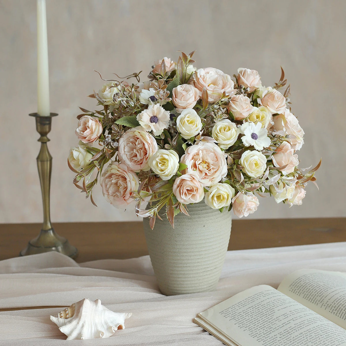 Silk Artificial Rose Bouquet – Retro Wedding & Home Decor Artificial Flower Bouquet Babs