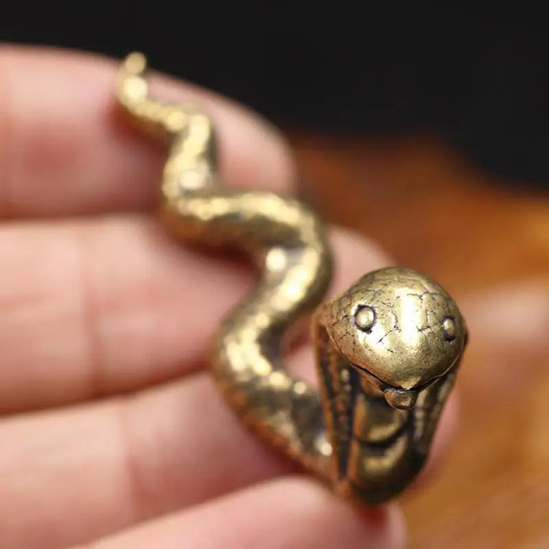 Brass Zodiac Snake Figurine – Vintage Desktop Ornament & Tea Pet Brass Figurine Babs 1pc