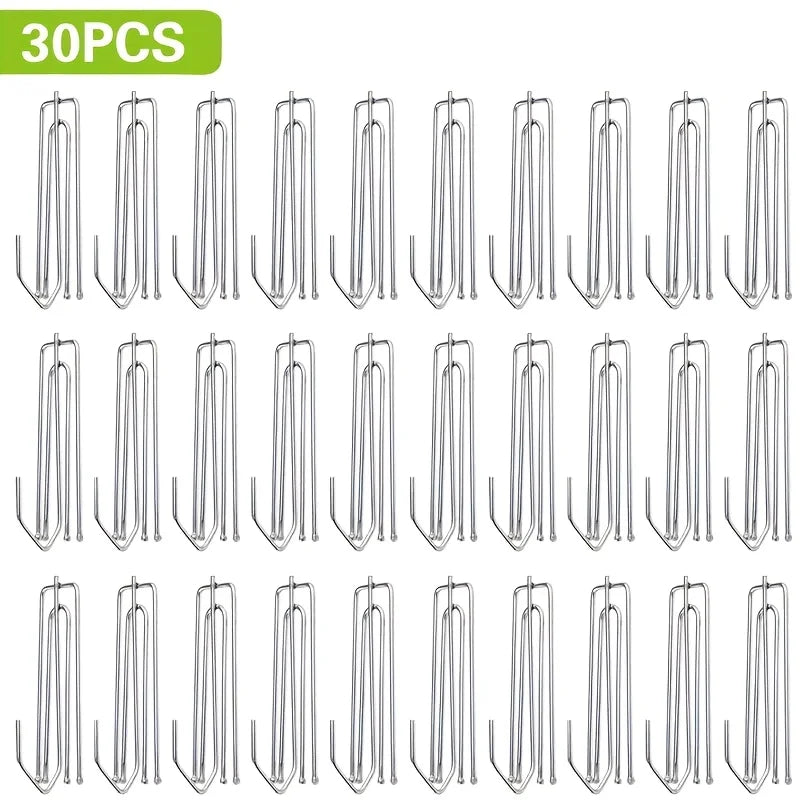 30-Pack 4-Pin Metal Pleat Curtain Hooks – Clip Style Curtain Hooks Babs silvery
