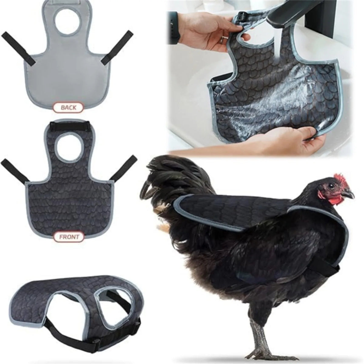 Chicken Saddle for Hens – Adjustable Breathable Feather Protector Hen Saddle Apron Babs