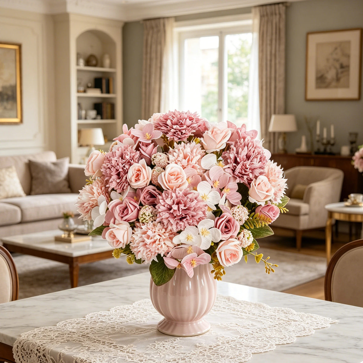 Silk Artificial Rose & Chrysanthemum Bouquet – Wedding Decor Artificial Flower Bouquet Babs
