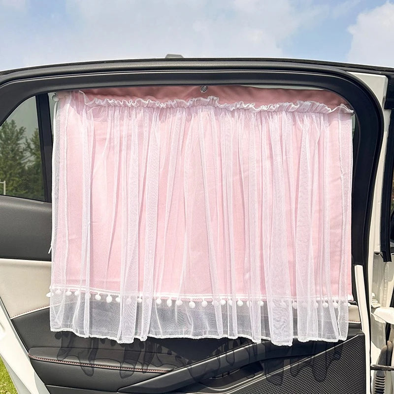 Car Side Window Sun Shade Curtain – UV & Heat Block Car Window Shade Babs Suction cup pink