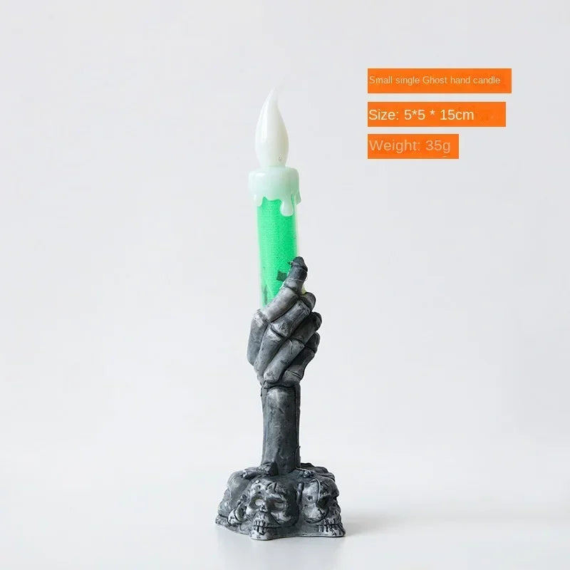 Halloween Skull LED Glowing Candle Lamp – Spooky Party Decor Halloween LED Decor Babs Small-Green 1PCS