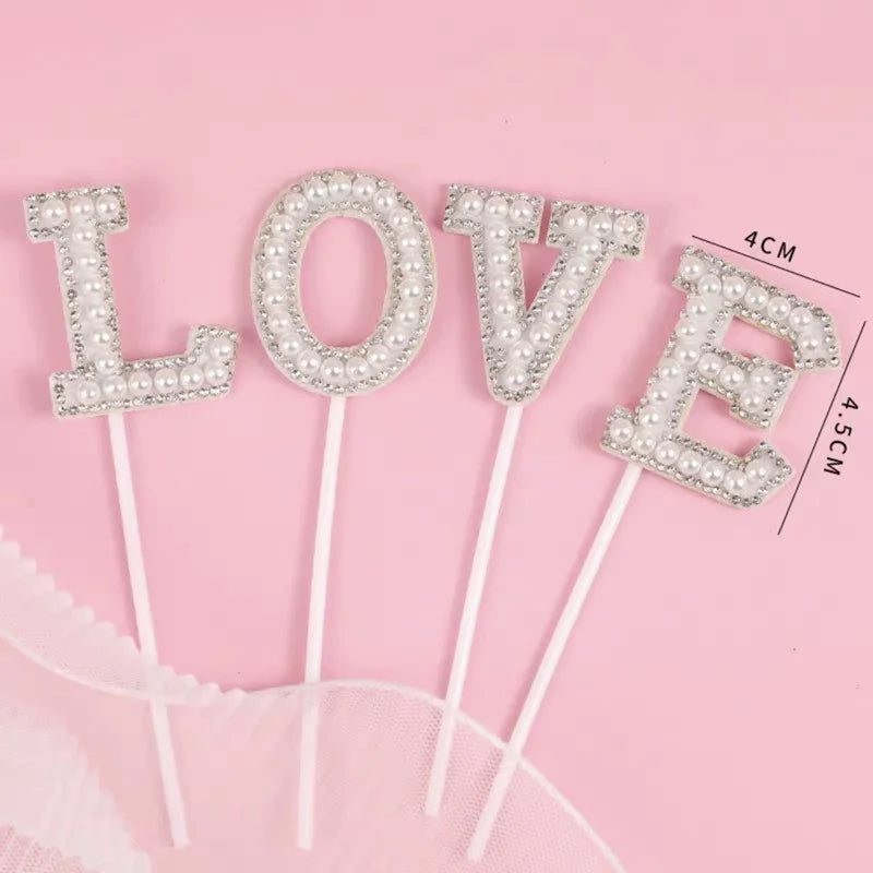 Pearl Flower Cake Toppers – 520pc Mother's Day Baking Decorations Cake Decorating Toppers Babs WHITE LOVE