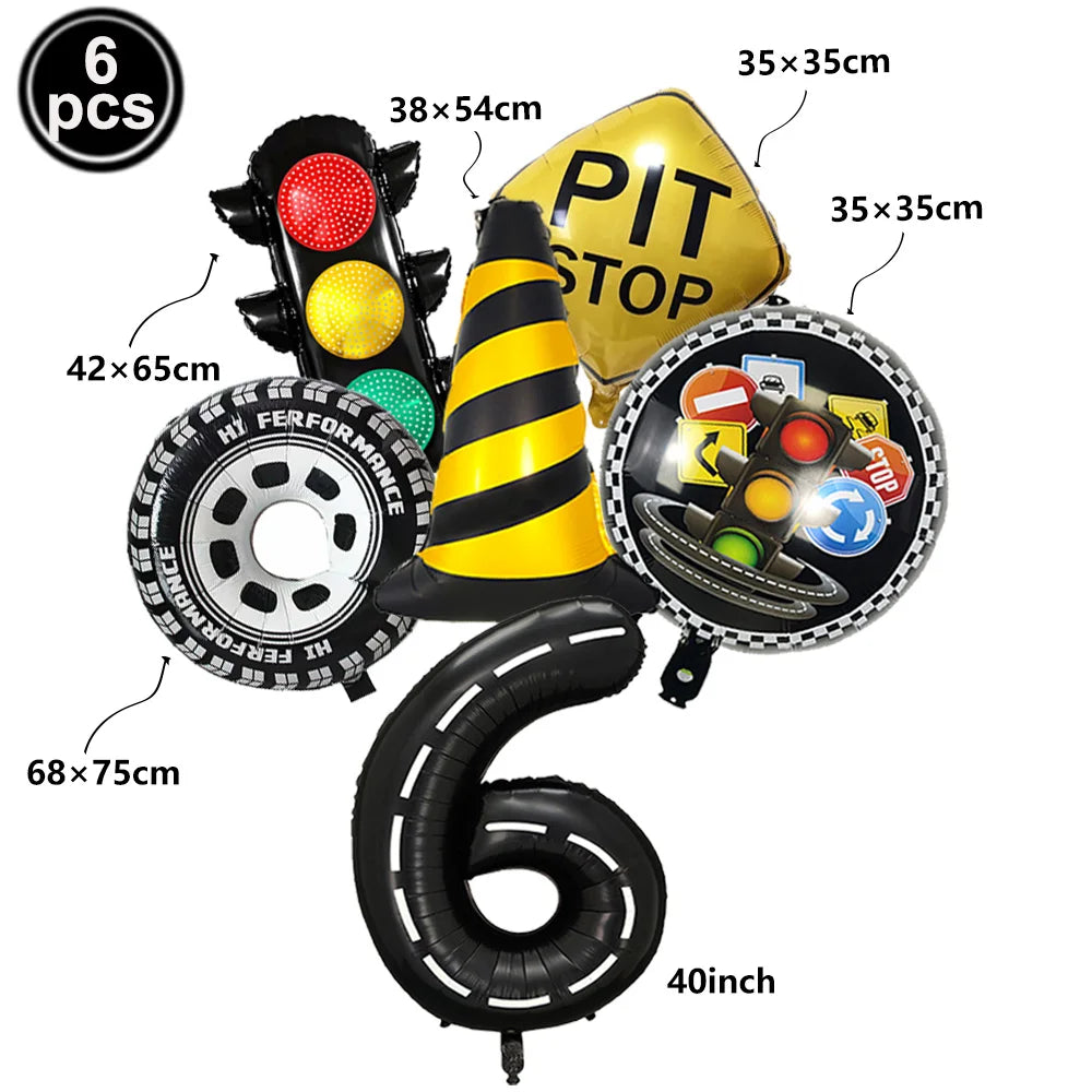 6-Piece Race Car Balloon Kit – Racing Birthday Party Decor Party Balloon Kit Babs B Number 6 As picture show
