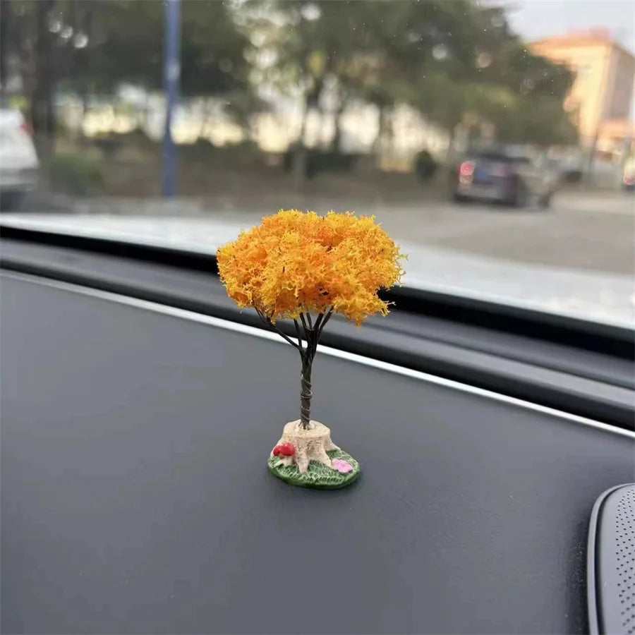 4pcs Mini Artificial Flower Tree Car Dashboard Decorations Car Dashboard Decor Babs