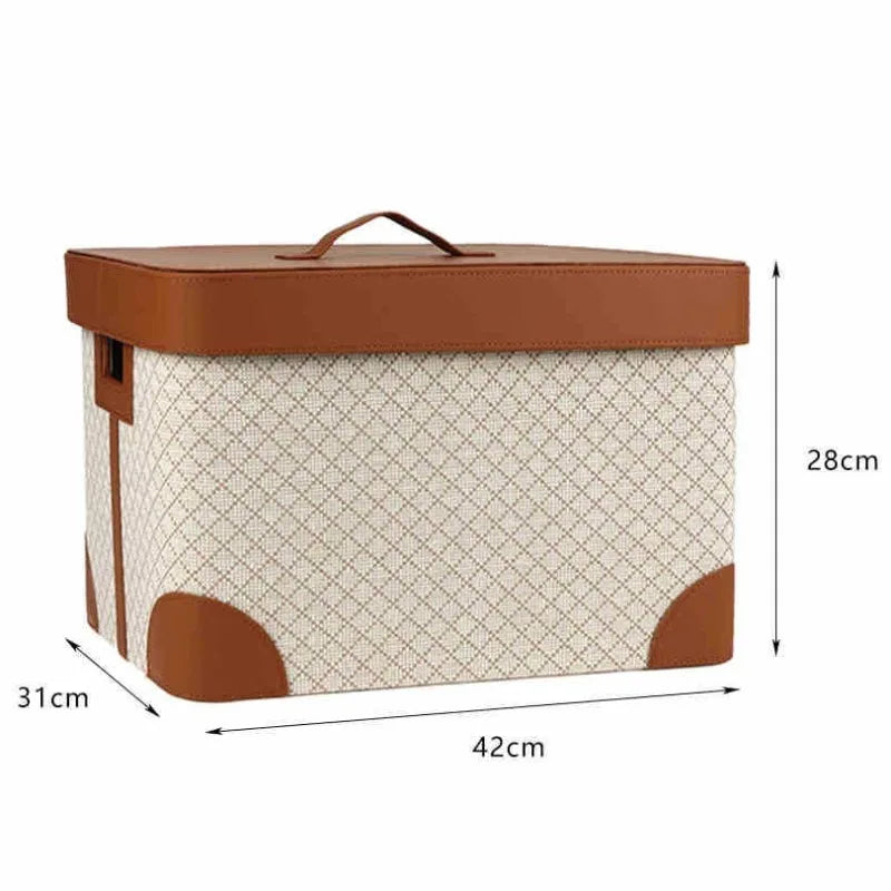 Large Leather Storage Box with Lid – Retro Luxury Organizer Leather Storage Box Babs Brown Lid-Medium