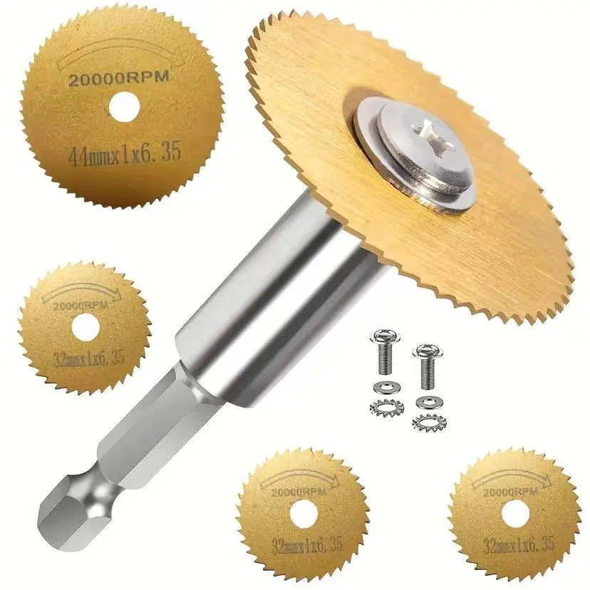 7-Piece HSS Circular Saw Blade Set with Hex Shank | Metal & Wood Circular Saw Blade Set Babs Gold