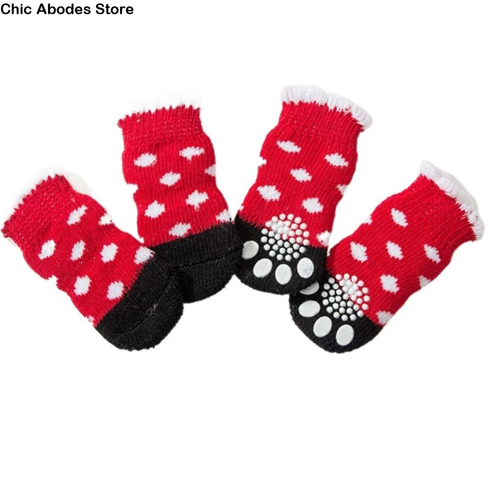 Cute Anti-Slip Pet Socks for Dogs & Cats – 4 Pack, S/M/L Pet Socks Babs