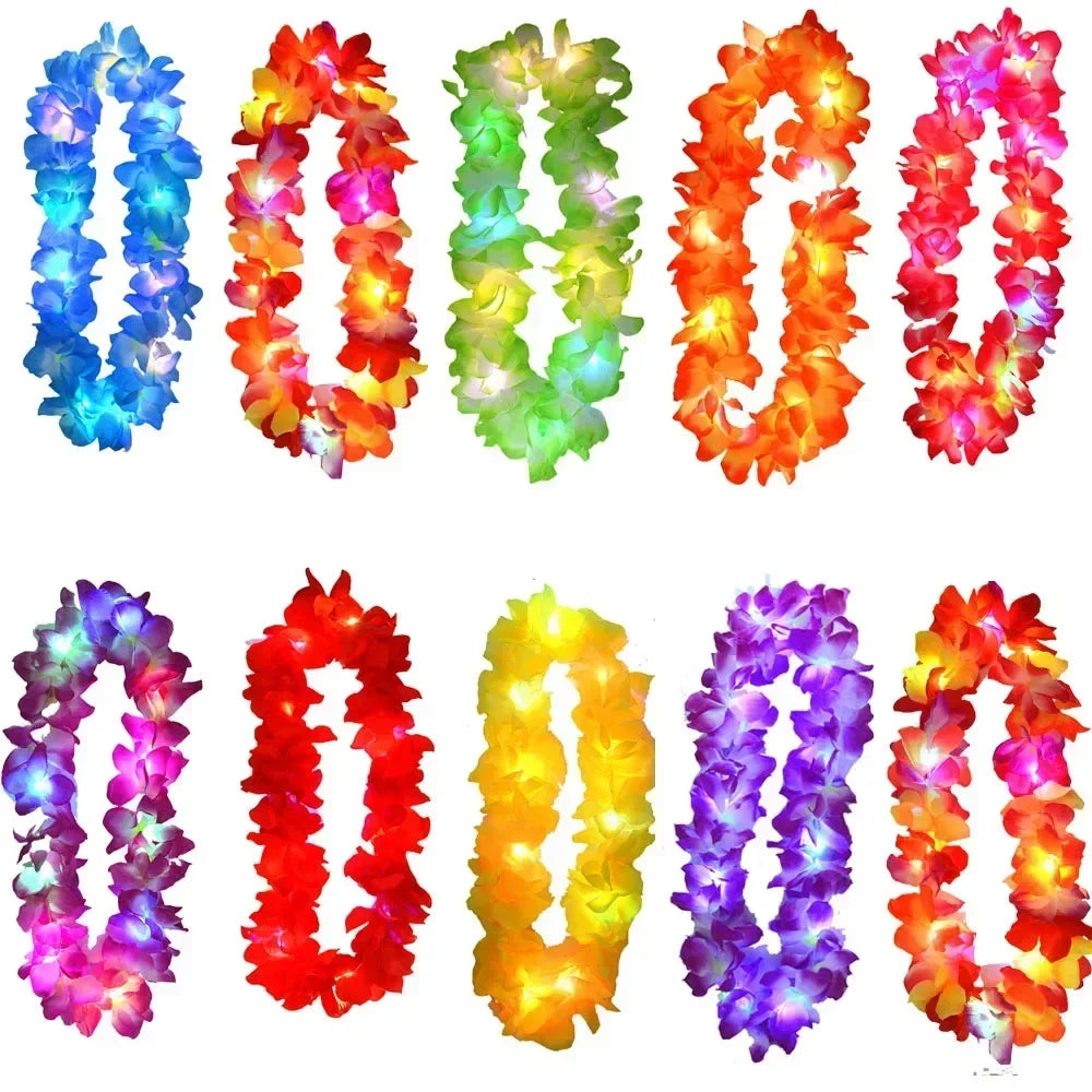 Light Up Hawaiian Flower Lei Necklace | Luau Glow Party Glow Party Necklace Babs