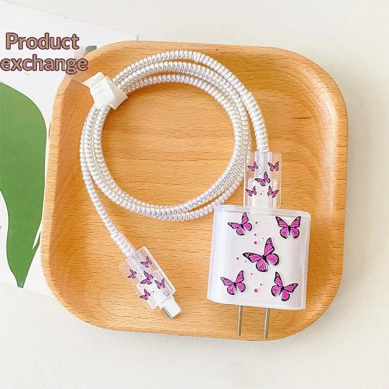 USB Charger & Cable Protector Set – Cute Heart TPU Cover Cable Protector Set Babs A22