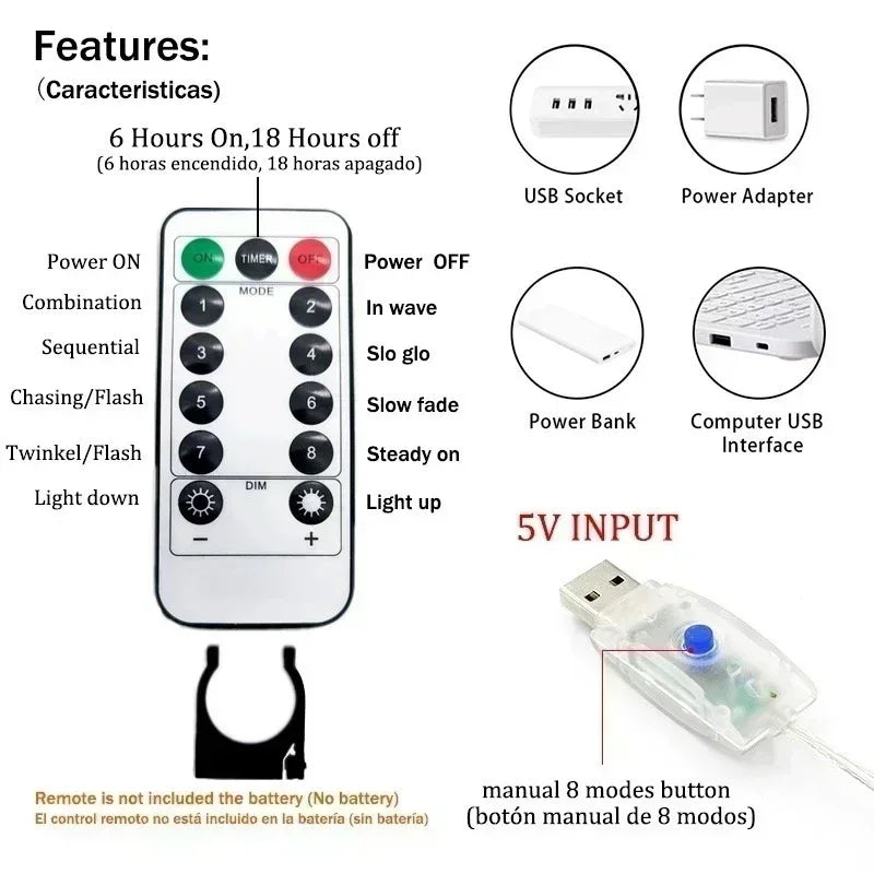 USB LED Curtain Fairy Lights with Remote – 6x3M / 3x3M LED Curtain Lights Babs