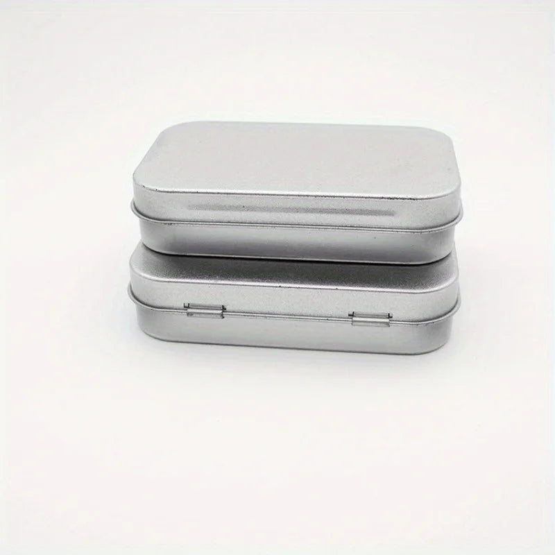 Mini Metal Tin Box – Hinged Tinplate Storage Organizer, Silver Tin Storage Box Babs
