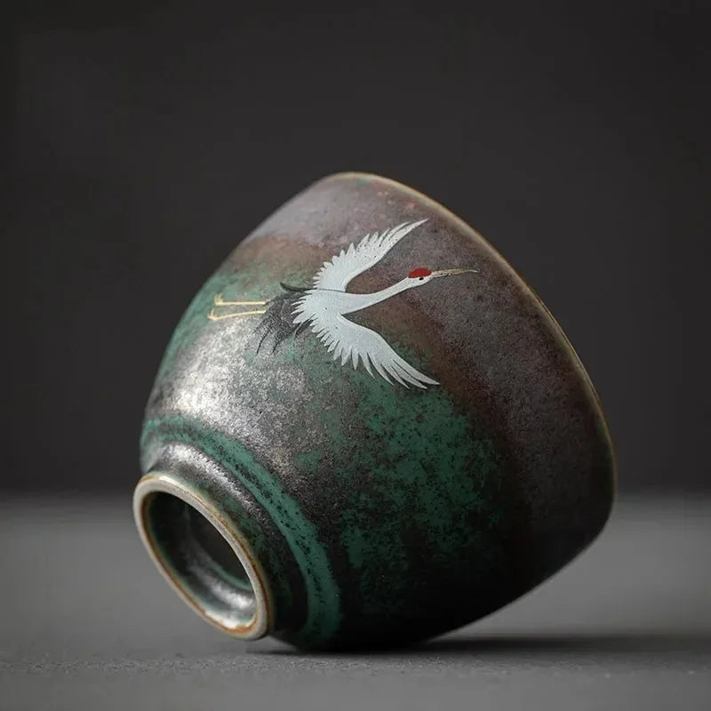 Retro Crane Ceramic Tea Cup – Chinese Style Porcelain Mug Ceramic Tea Mug Babs