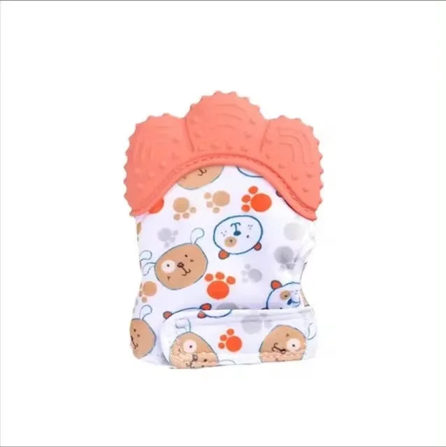 Baby Silicone Teething Mittens – Food Grade, Velcro Closure Baby Teething Mitten Babs Orange