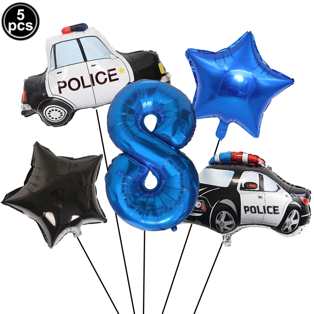 Police Theme Kids Party Supplies – Plates, Cups & Balloons Set