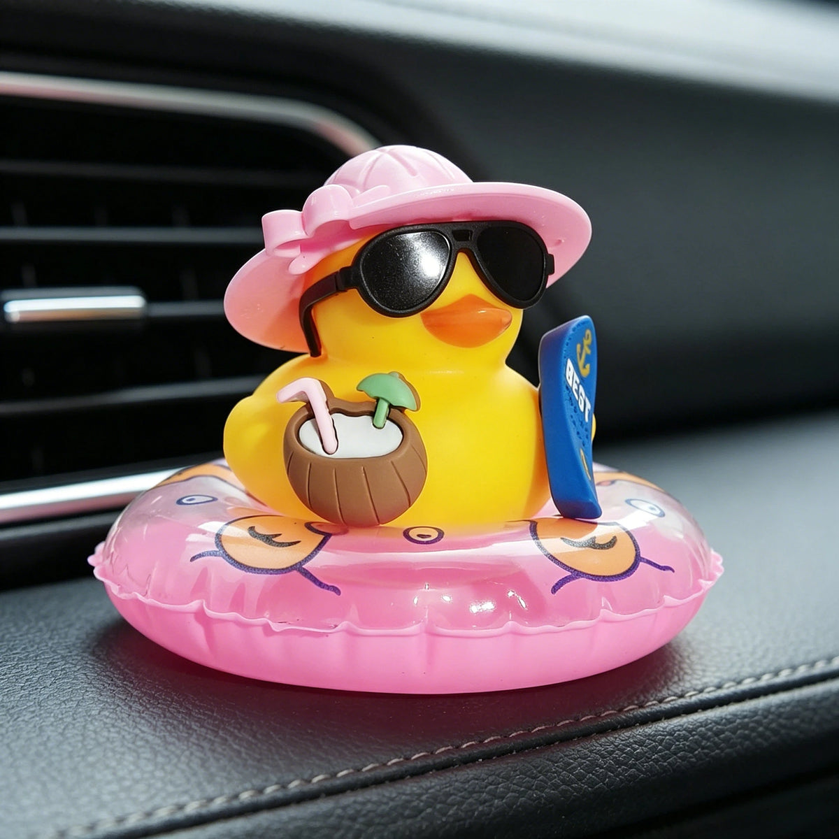 Cool Rubber Duck Car Decor with Sunglasses & Float Ornament Novelty Car Ornament Babs