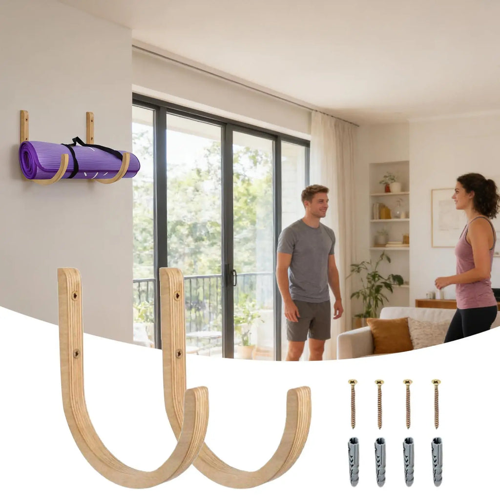 Wooden Yoga Mat Wall Mount Storage Rack – Set of 2 Yoga Mat Storage Rack Babs