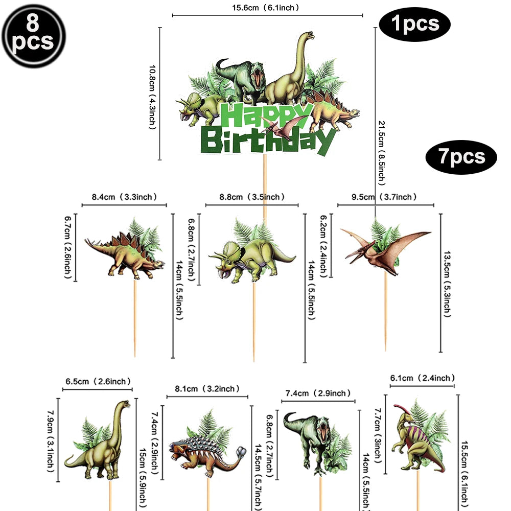 Dinosaur Cupcake Toppers & Cake Decor – Kids Birthday Party Cake Toppers Babs black as show