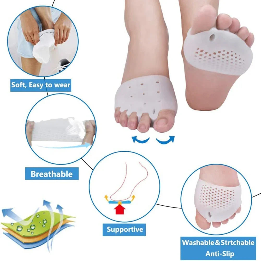 2pcs Silicone Toe Separators & Metatarsal Pads | Forefoot Support Silicone Toe Separator Babs