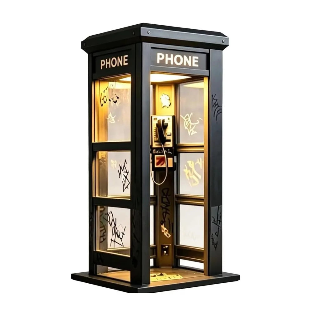 Vintage Phone Booth LED Night Light | Retro Desk Decor Lamp LED Night Light Babs Black