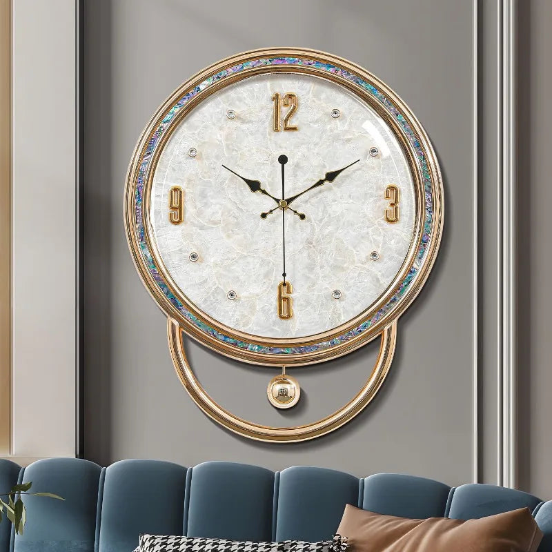 Oeny Natural Shell Nordic Wall Clock – Silent Quartz 40cm Decorative Wall Clock Babs