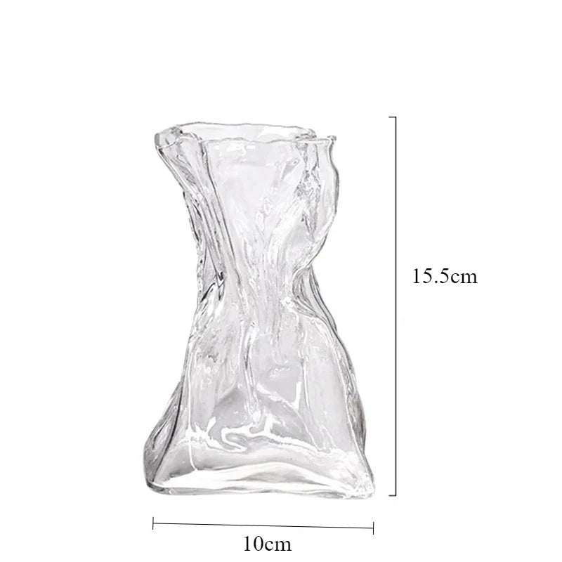 Irregular Transparent Glass Flower Vase 23cm – Modern Decor Decorative Glass Vase Babs 1pcs