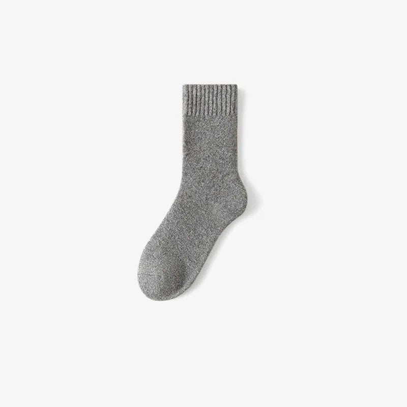 Fleece Lined Thermal Wool Socks – Thick Terry Mid-Calf, 2 Pairs Thermal Wool Socks Babs One Size GRAY