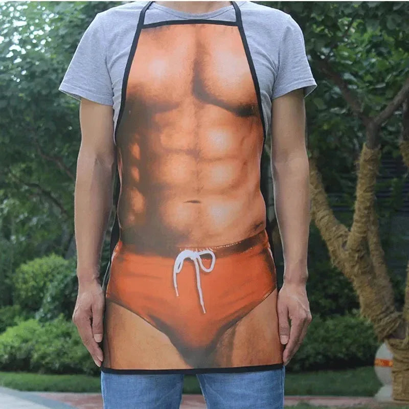 Funny Novelty Muscle Man Printed Apron – 73x60cm Novelty Kitchen Apron Babs