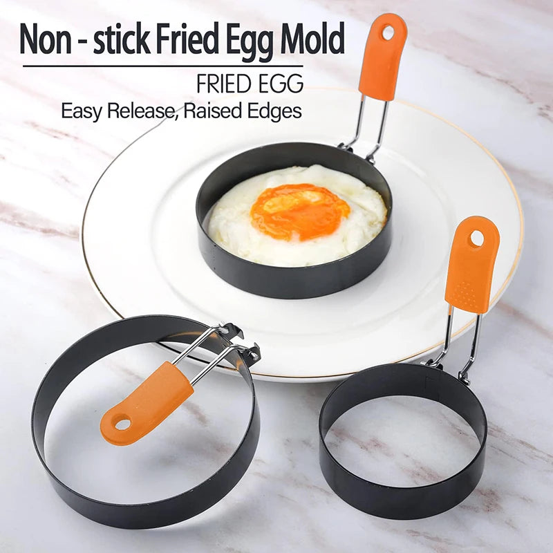 Stainless Steel Fried Egg Ring with Silicone Handle | Non-Stick Egg Ring Mold Babs