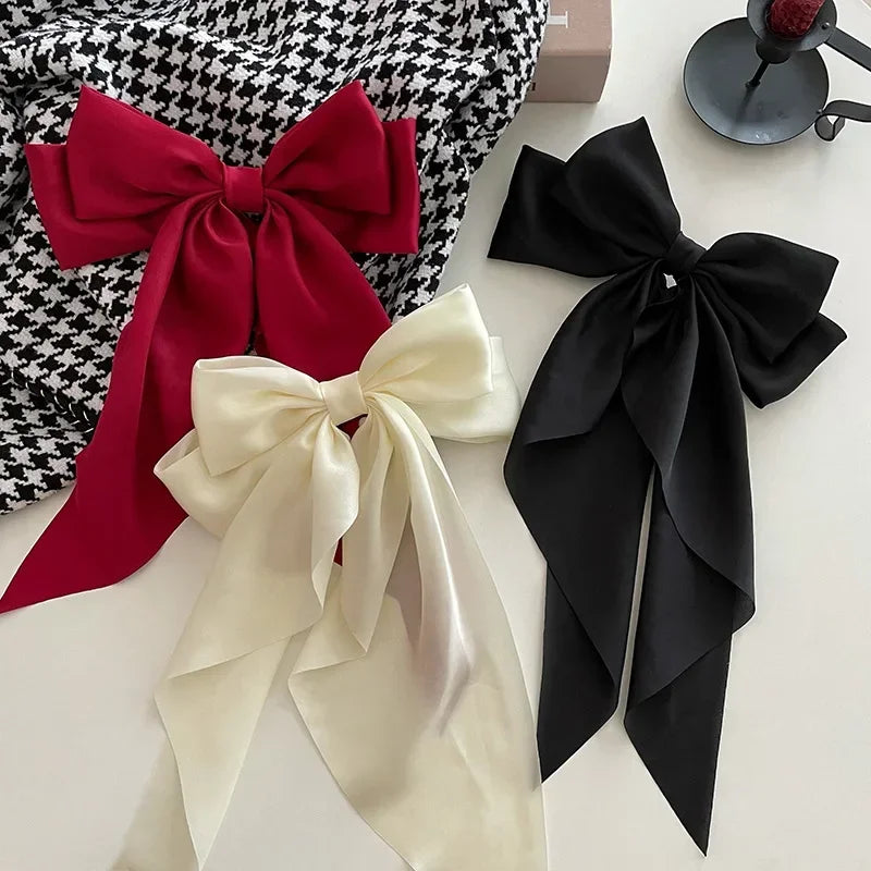 Korean Big Bow Satin Hair Clip – Ribbon Barrette for Women Hair Bow Barrette Babs