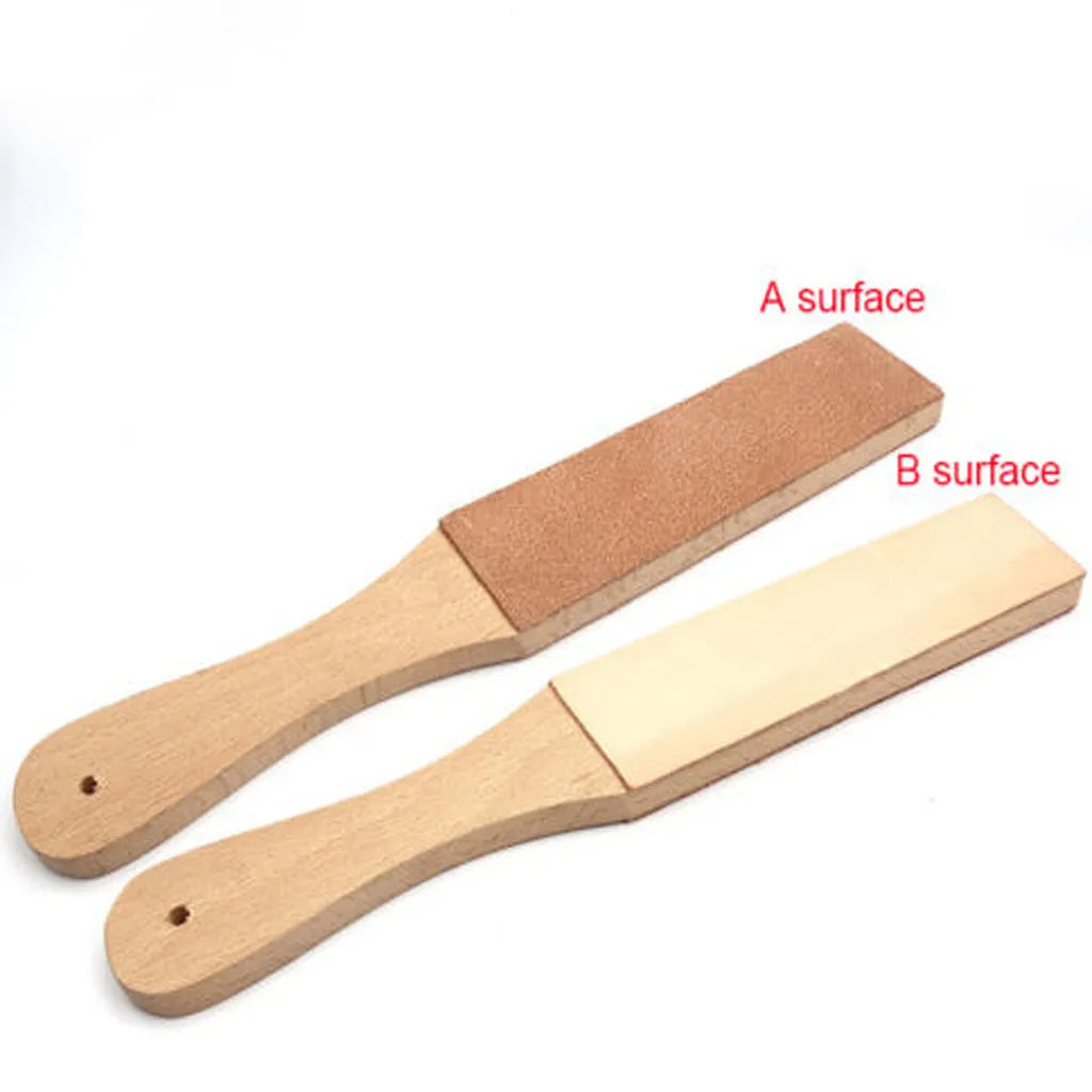 Double-Sided Leather Knife Sharpening Strop – Wooden Handle Knife Sharpening Strop Babs