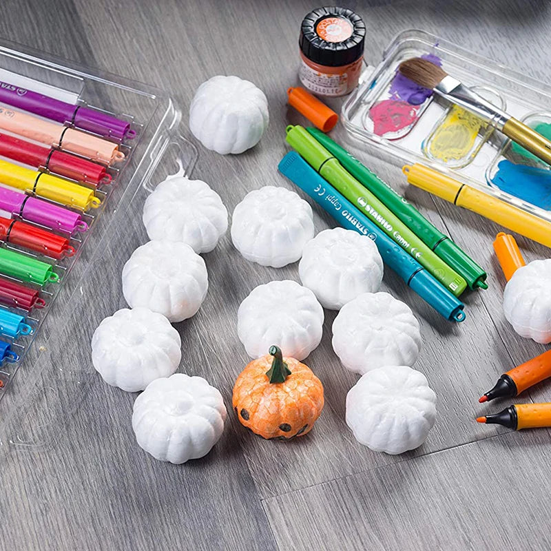 10-Pack White Foam Pumpkins – DIY Halloween Craft Decoration Foam Craft Pumpkins Babs