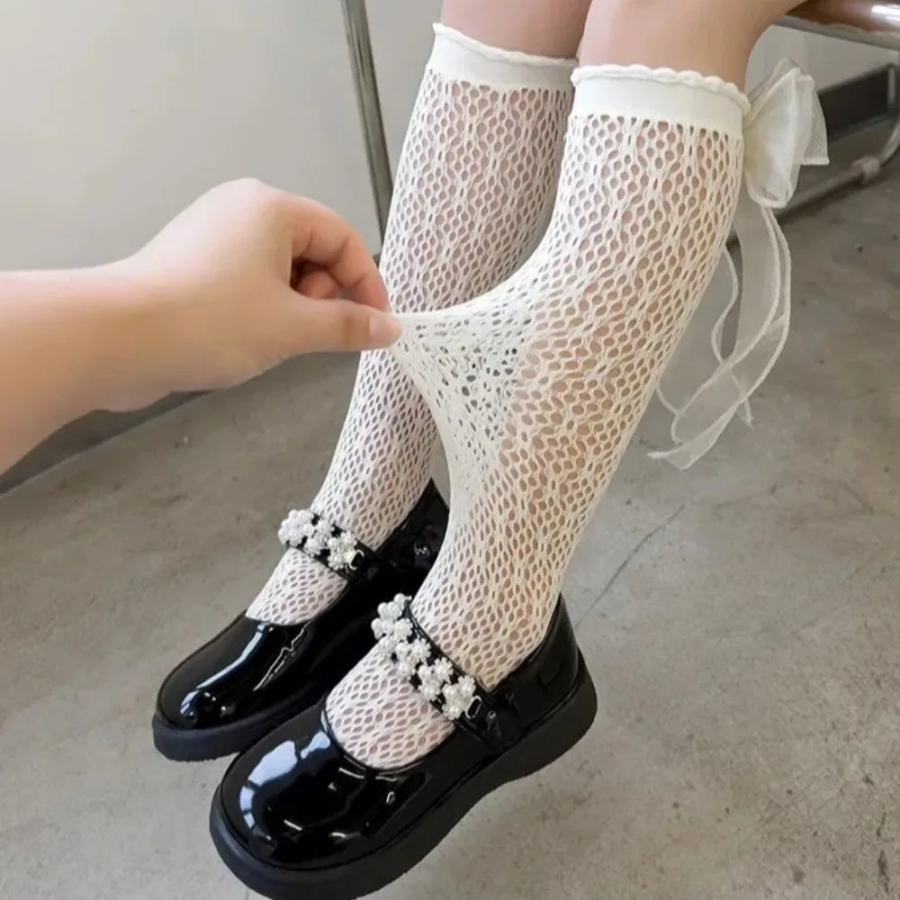 Lace Bow Thigh High Socks – Sheer Mesh Stockings for Women Thigh High Stockings Babs