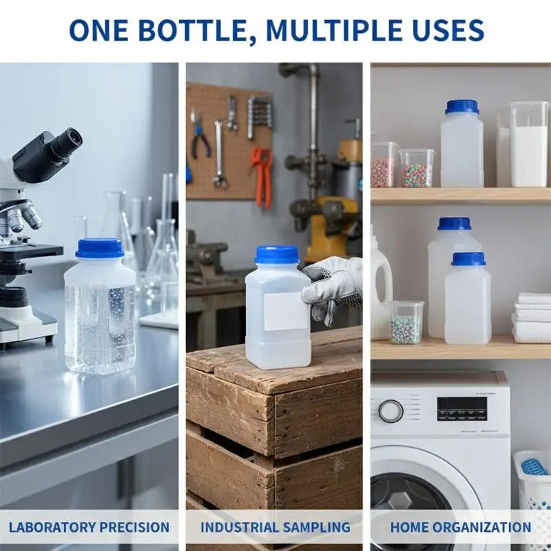 2-Pack HDPE Square Bottles with Tamper-Evident Screw Cap Lab Storage Bottles Babs