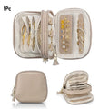 Double Layer Travel Jewelry Box – Faux Leather & Velvet Travel Jewelry Box Babs Khaki 1Pc
